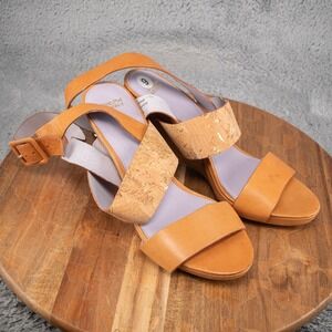 Johnstone & Murphy Women's Brown Ankle Strap Open Toe Wedge Heel Sandal Size 9M